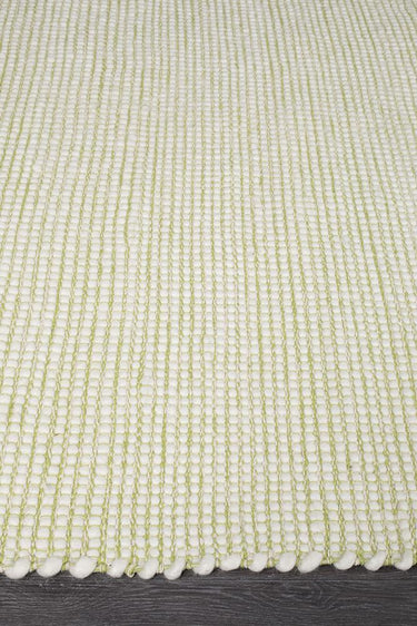 Freya Scandi Pistachio & White Flatwoven Wool Rug
